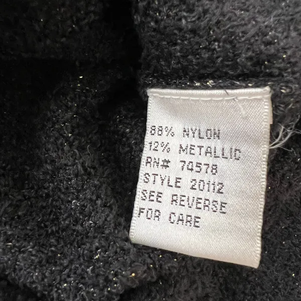 Cache Off-Shoulder‎ Cowl Neck Knit Metallic Sweater Small Black Gold Stretchy - Image 6