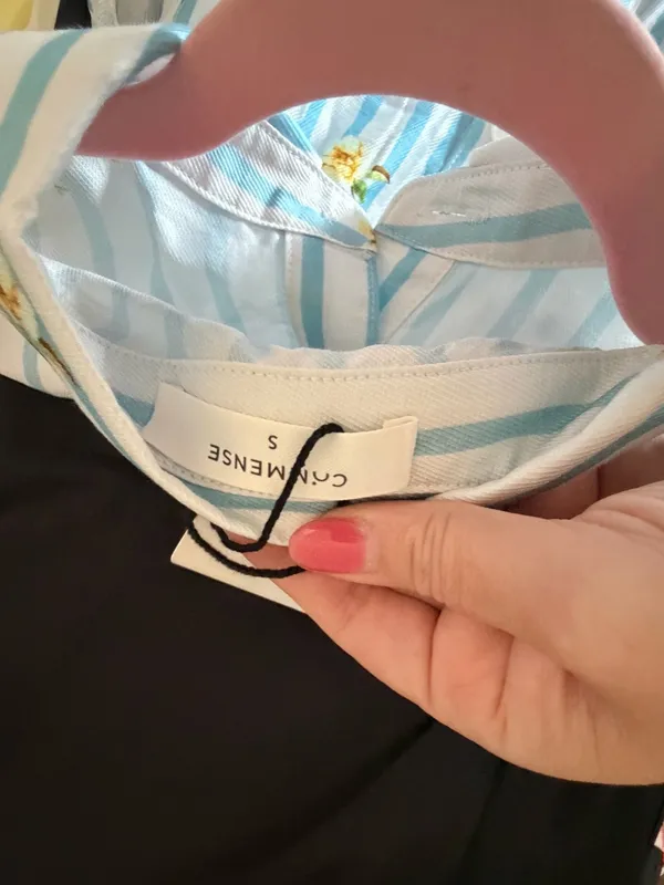 Commence Light Blue Striped Maxi Dress with Yellow Floral Print Small NWT - Image 5