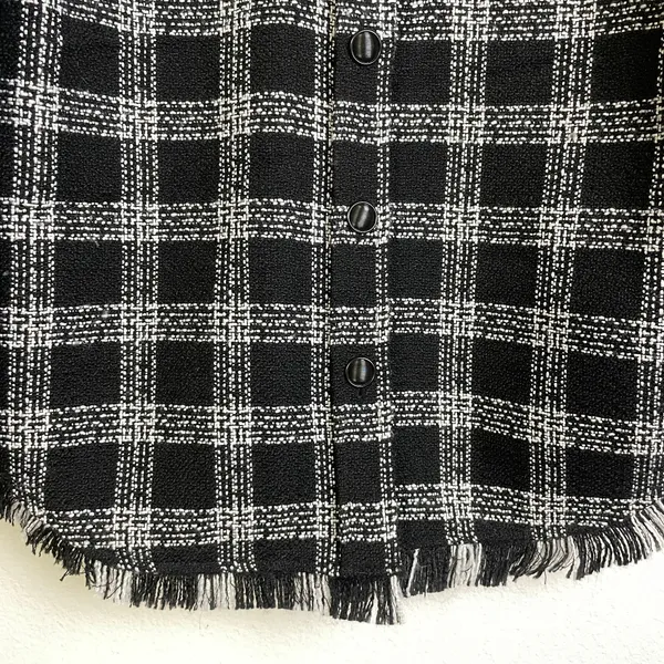 House of Harlow Shacket Womens Medium Black Button Up Tweed White Check Heavy - Image 5