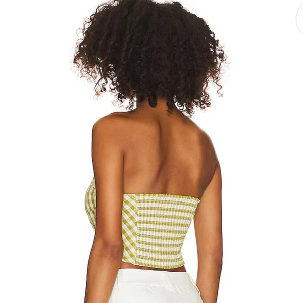 Free people Leilani Tube Top in Green Gingham - Image 3