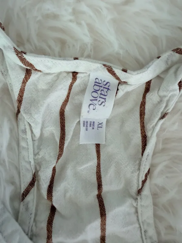 Stars Above White and Brown Striped Racerback Tank Top Size XL - Image 2