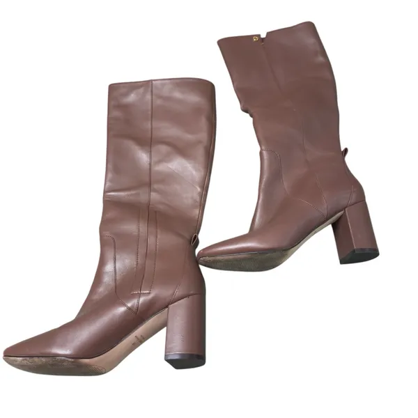 Cole Haan Knee High Leather Boots Women 7.5B Dusty Rose Luxe Heel EUC Designer - Image 12
