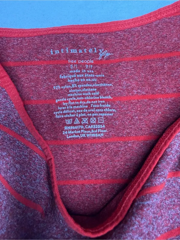 Free People Red Heathered and Bright Red Striped V-Neck Sweater - Image 2