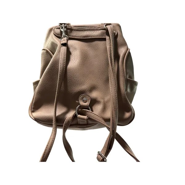 Tignanello Tan Faux Leather Convertible Backpack Purse Silver Tone Hardware - Image 2