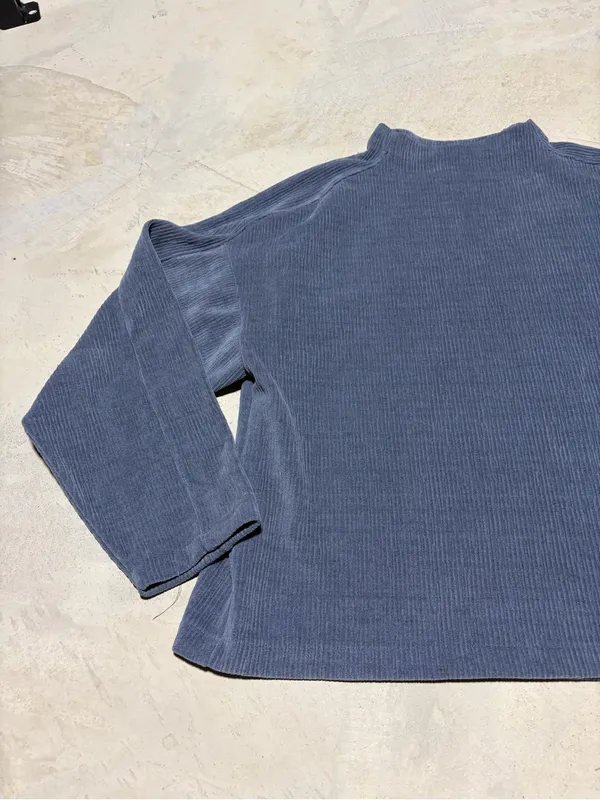 Madewell blue Ribbed Mock Neck Long Sleeve blouse medium - Image 2