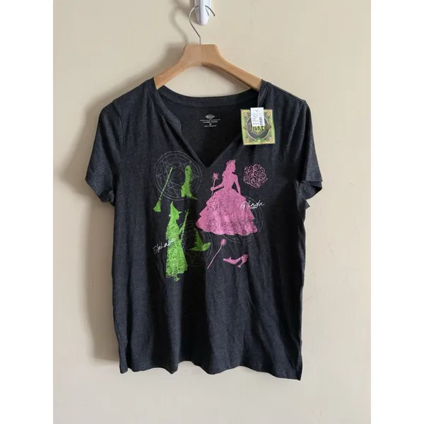 Wicked Glinda And‎ Elphaba Classic Fit Graphic Tee V Cut NWT maurices Medium - Image 2