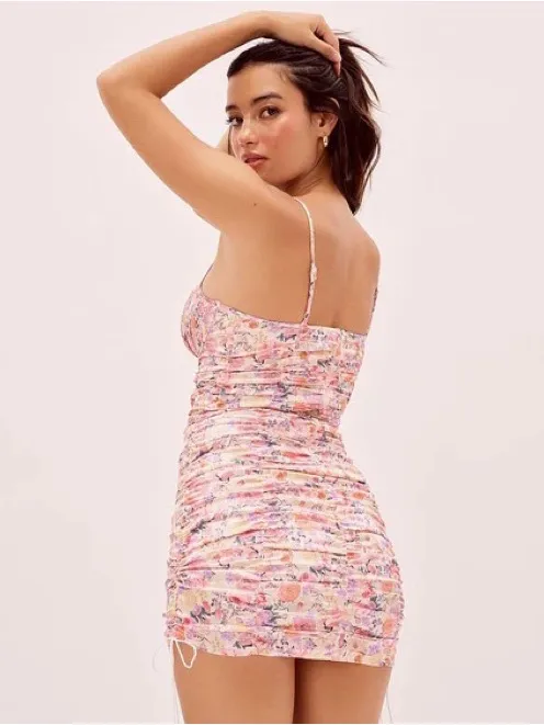 For Love & Lemons Gardenia Ruched Bustier Floral Mini Dress X-Small Coquette - Image 5