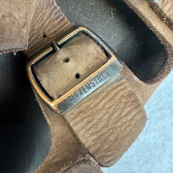 Birkenstock Milano Sandals Suede Leather Brown Womens Size 7 37 EU Grunge‎ Retro - Image 4