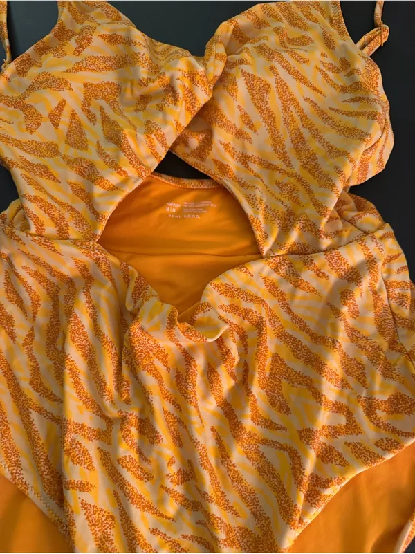 Aerie Yellow Orange One-Piece Swim Suit with Cutout Womens Medium - Image 2