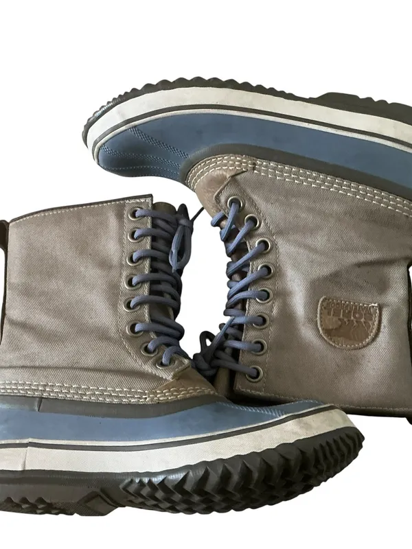 Sorel 1964 premium CVS waterproof boots tan and blue size 8 winter snow boot - Image 4