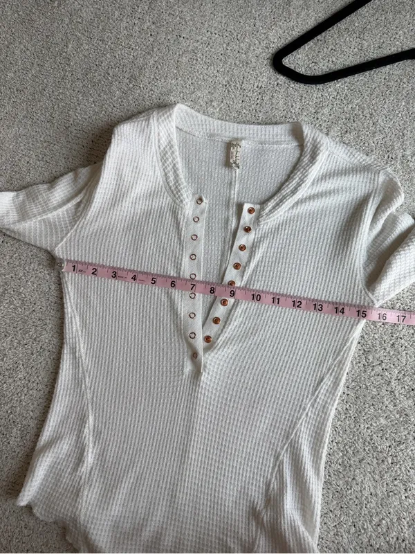 Free People One Of The Girls Henley Long Sleeve Thermal Shirt White Medium - Image 5