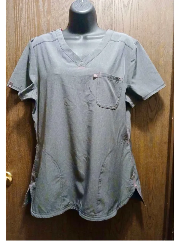 Scrubstar Women's Scrub Top Grey V-Neck Ethical Fabric Size M. INV669 A7 - Image 7
