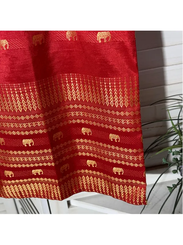 NWOT Thaisilk mod dress red gold elephant sleeveless unique elegant boho costume - Image 9