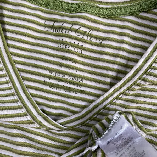 Faded Glory Stripes V Neck Short Sleeve Top Y2k Grunge Alt Mallcore - Image 7