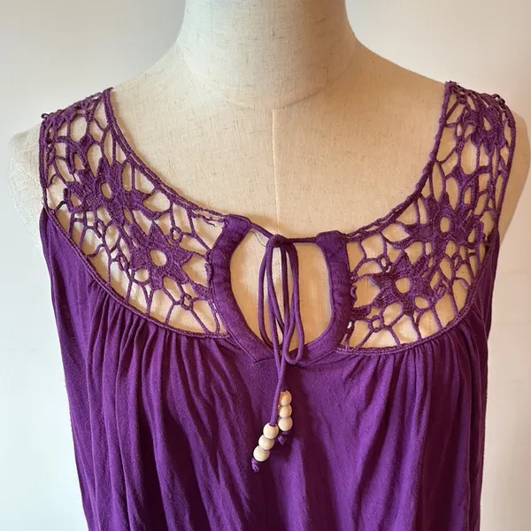 Cable & Gauge Purple Ruched Tunic with Tie Front - Image 5