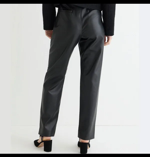 J.Crew Kate Straight Leather Leg Faux Pants 8 - Image 4