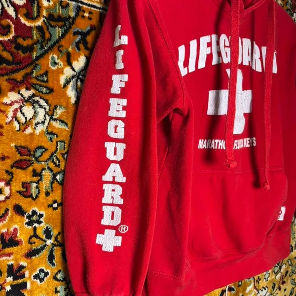 Classic Red Lifeguard Sweatshirt Florida USA Unisex size Medium - Image 3