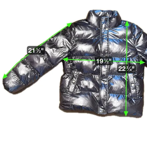 Who What Wear Metallic Silver Puffer Jacket Women’s Medium Shiny Winter Coat - Image 6