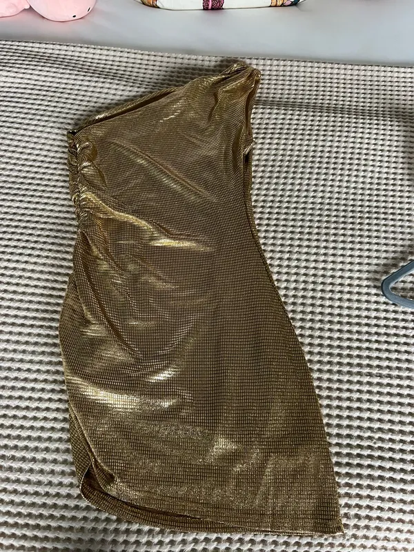 Showpo gold metallic mesh mini dress in a UK 6 #party #glam - Image 3