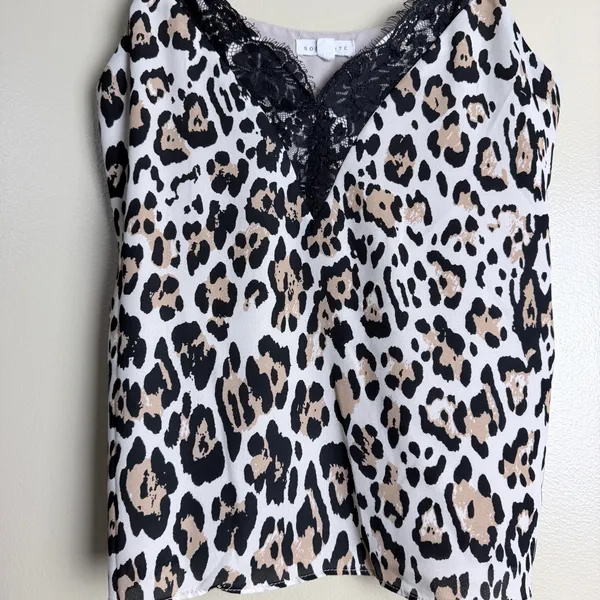 Socialite Cami Tank Top Medium Leopard Lace Layer Edgy Party - Image 6