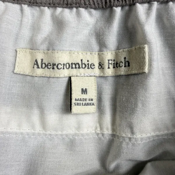 Abercrombie & Fitch Mini Skirt Womens Medium Grey Smocked Elastic Waist Logo Vtg - Image 2