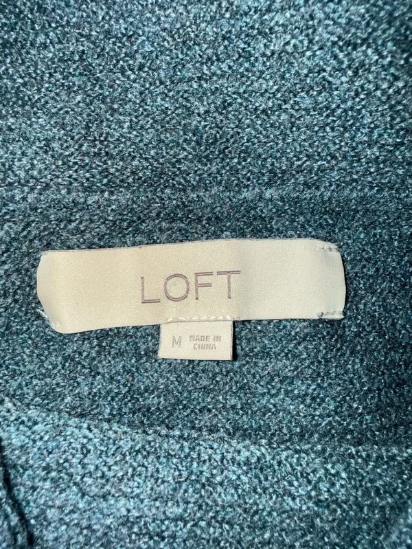 LOFT Women's Teal Blue Cowl Neck Long Sleeve Knit Sweater Size M - Image 2