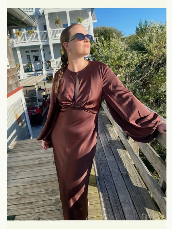 Significant Other Demi Backless Long-sleeve Column Gown AU10/US6 - Image 2