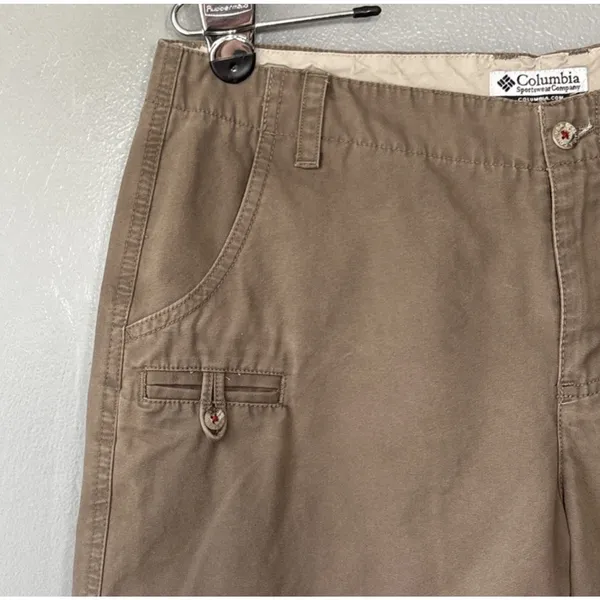 Columbia Canvas Shorts Womens Size 10 Khaki Brown Hiking Gorpcore Granola Girl - Image 2