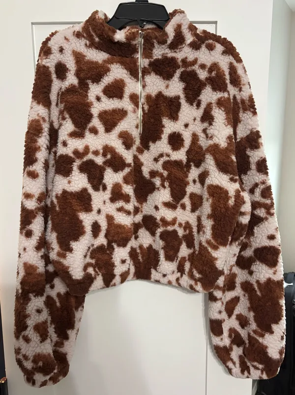 Boutique Cow Print Quarter Zip - Image 2