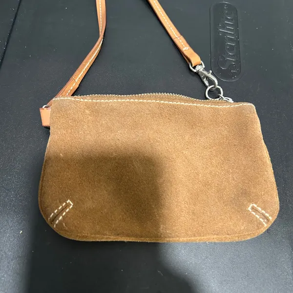 GAP Brown Suede Clutch with Wristlet - Image 2