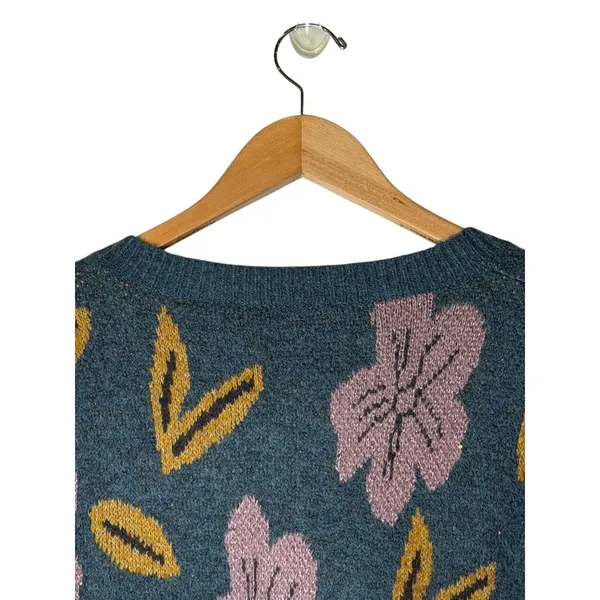 Mystree Floral Cardigan Sweater Women Small Blue Purple NWT Button Knit‎ Boho - Image 5