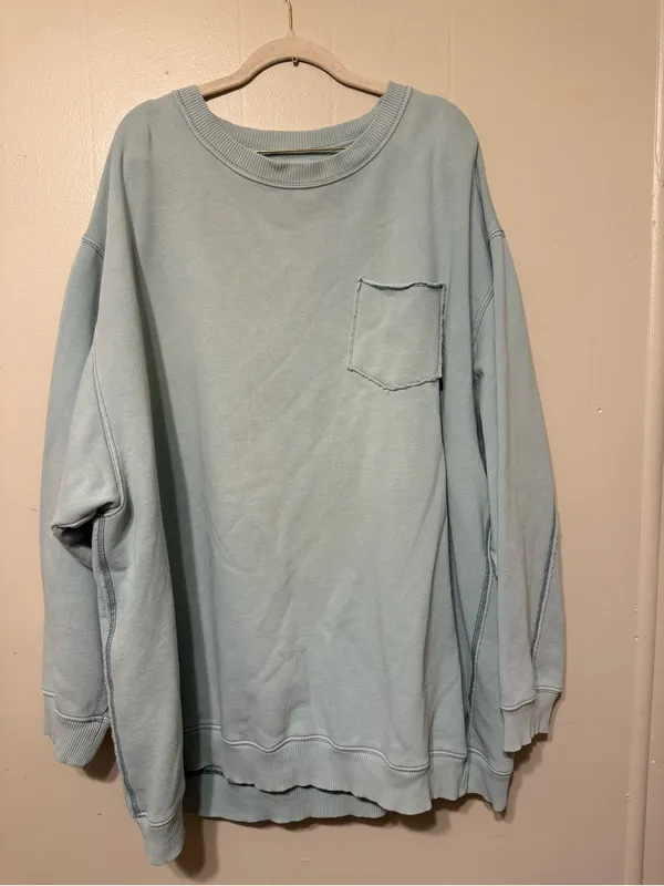 Aerie Light Ment color Crewneck Pocket Sweater XXL - Image 2