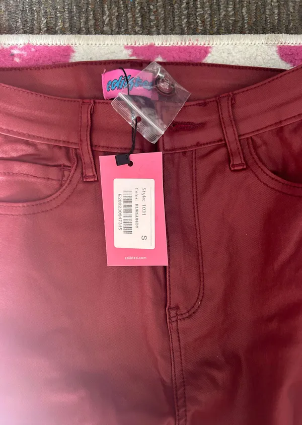 Edikted Flare Faux Leather Pants - Image 2