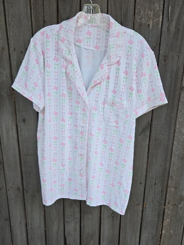 Cecil And Lou Pajama Set - Soft Cotton Sleep Tee & Shorts Print Texas - Image 5