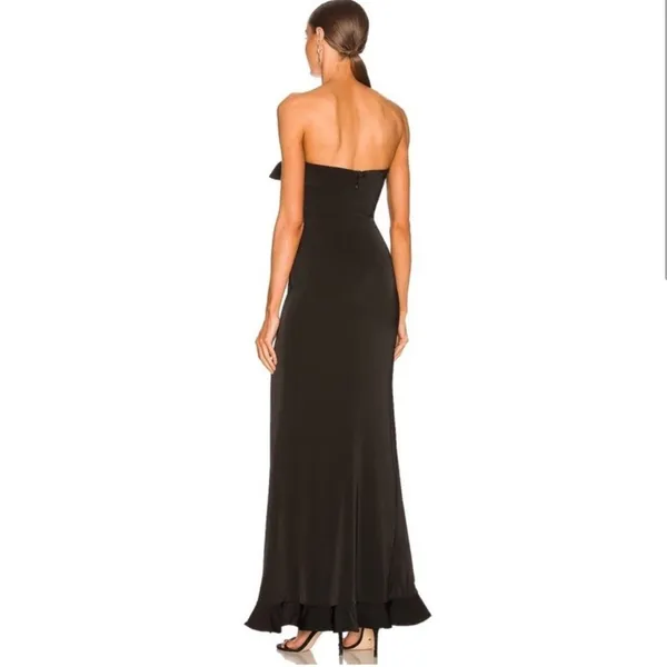 NWT NBD Luna Strapless Ruffled‎ Thigh Slit Gown in Black - Image 2