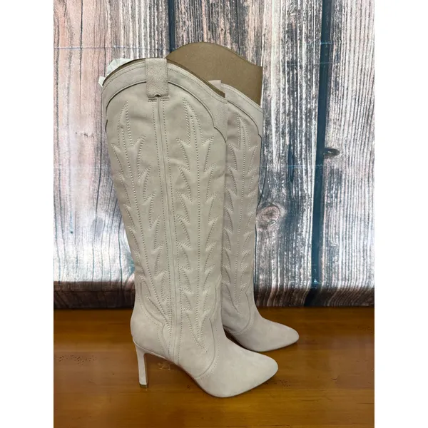 NEW Marc Fisher Women's Taupe Knee High Western Boots Size 6‎ - Image 5