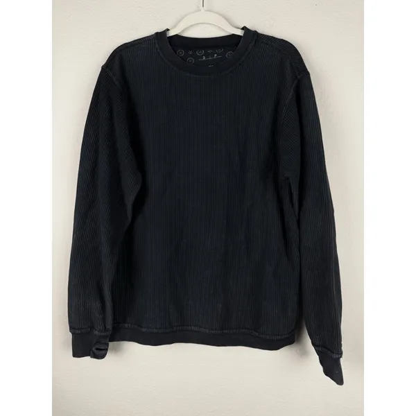 Royce Comfy Corded Top Sweatshirt Women's Small Thumb Holes Black‎ Minimalist - Image 4