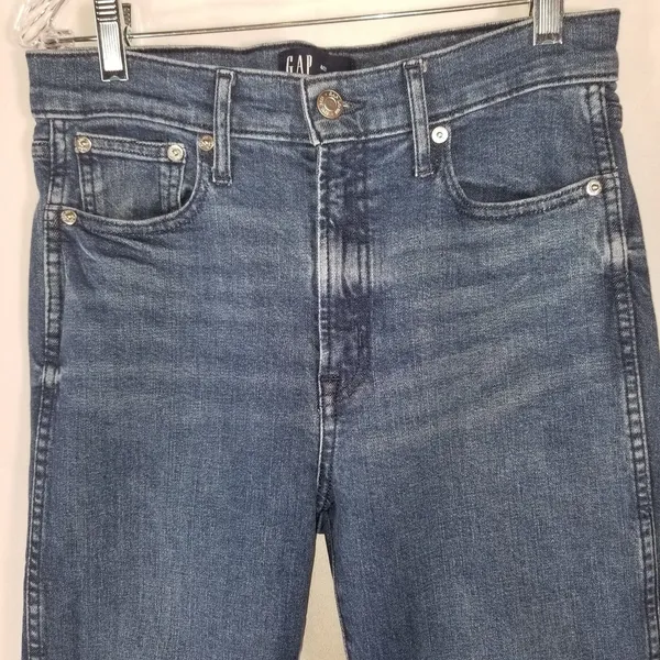 GAP High Rise Vintage Slim Jeans Size 4R 27 Dark Villa Wash Blue Stretch Denim - Image 11
