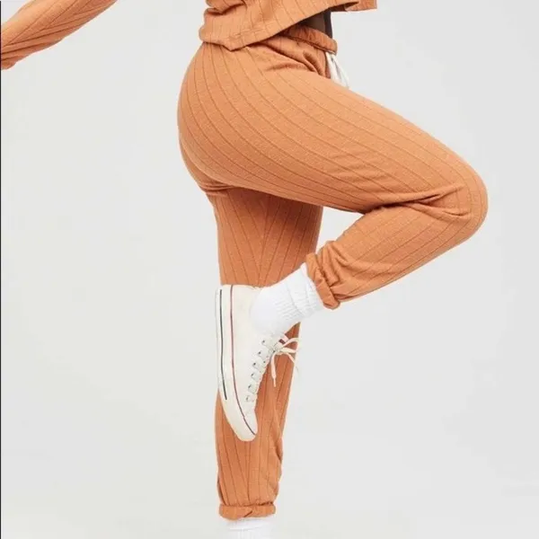 Aerie Offline Orange Brown Cozy Class Fold Over Jogger Sz.M NWT - Image 2
