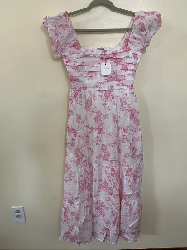NEW Altar’d State White & Pink Floral Maxi Dress Size Small NWT - Image 2