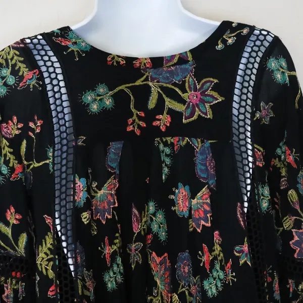 Free People Just The Two Of Us‎ Floral Crochet Tunic Top S Whimsy Fairy Ren Fair - Image 9