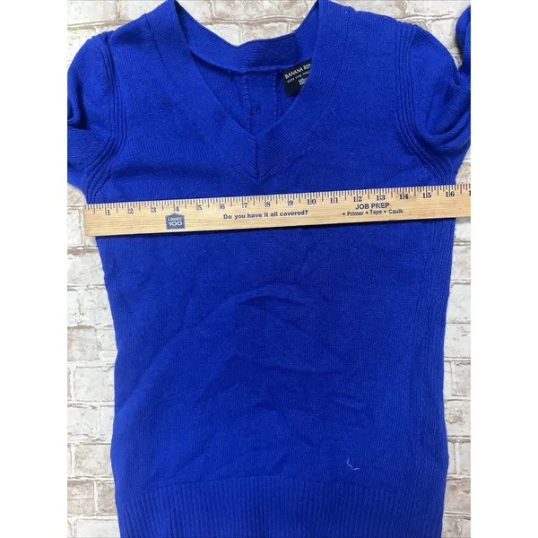 Banana Republic Filpucci Blue Italian V Neck‎ Back Button Sweater S Merino Wool - Image 6
