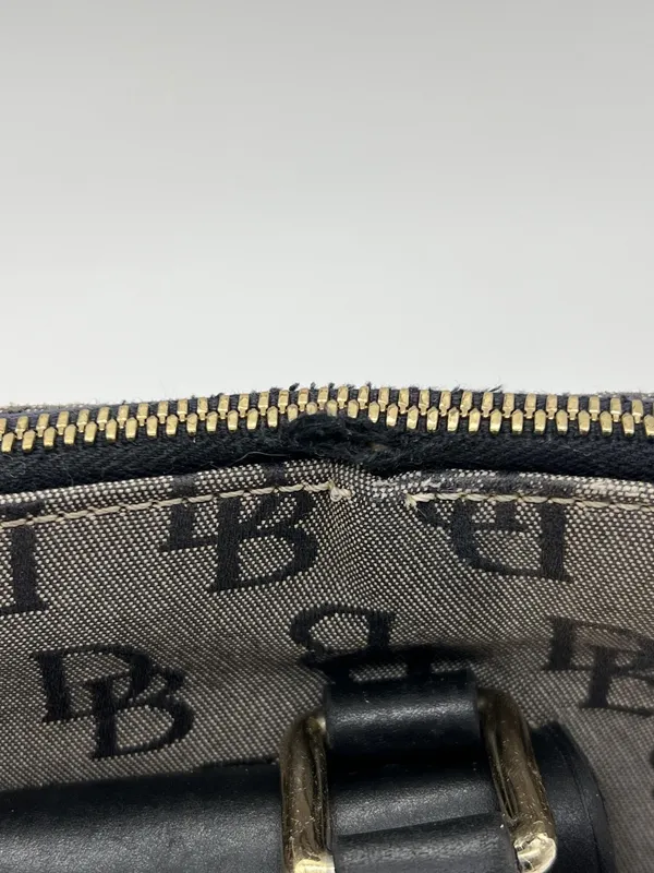 Dooney & Bourke Satchel Bag Womens Medium Gray Logo Canvas Leather Zip Purse - Image 7