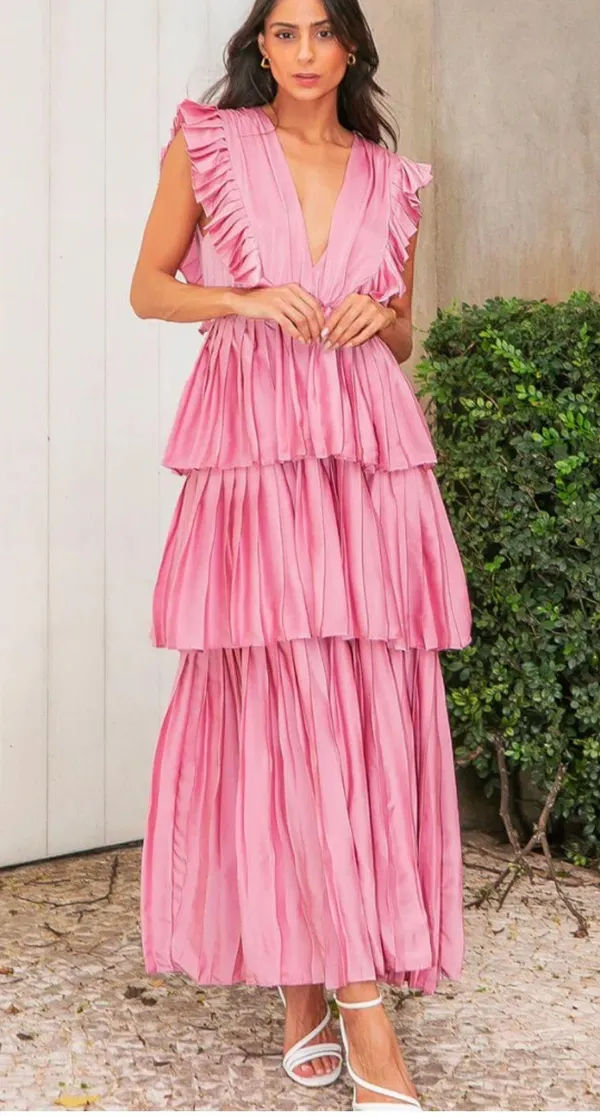 NWT Ruffle Tier Maxi Dress from Confete Pink - Image 3