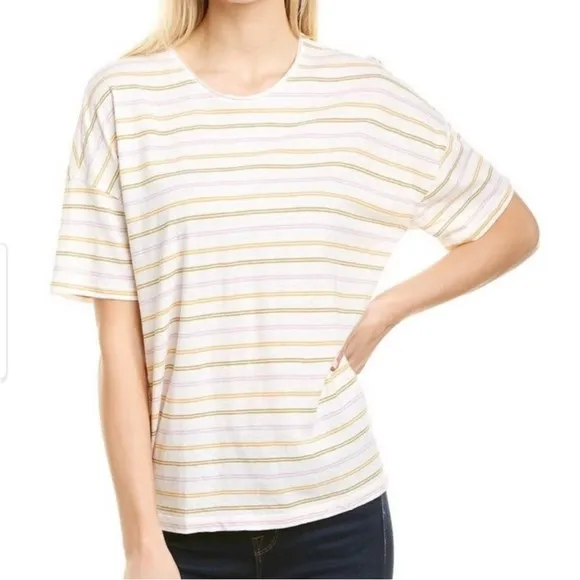 Madewell women’s medium Raw-Edged Hangout Tee in Branham Stripe‎ - Image 2