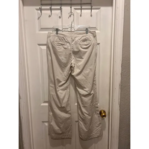 Old‎ Navy Womens Khaki Wide Leg Chino Pants Size 12 Beige Cotton Ripstop Casual - Image 4