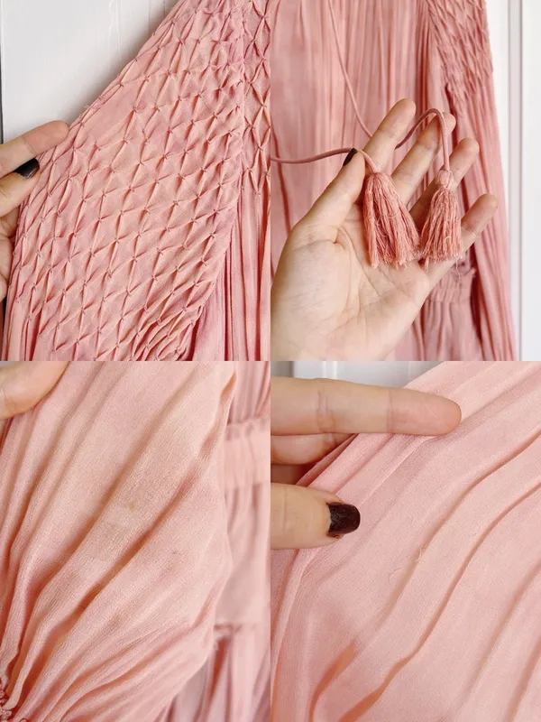 LoveShackFancy • Smocked Popover Dress in Faded Marsala pink chiffon georgette - Image 15