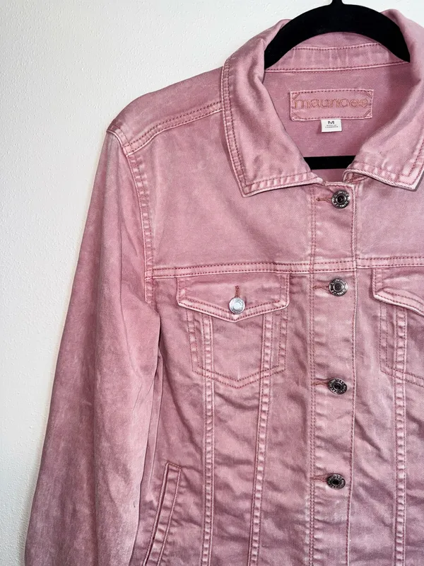 Maurices Blush Pink Denim Jacket Collared Button Front - Image 4