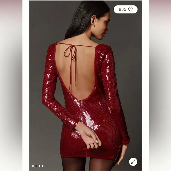 Anthro -Bardot Verona Long-Sleeve Sequin Mini Dress Size 10 - Image 3