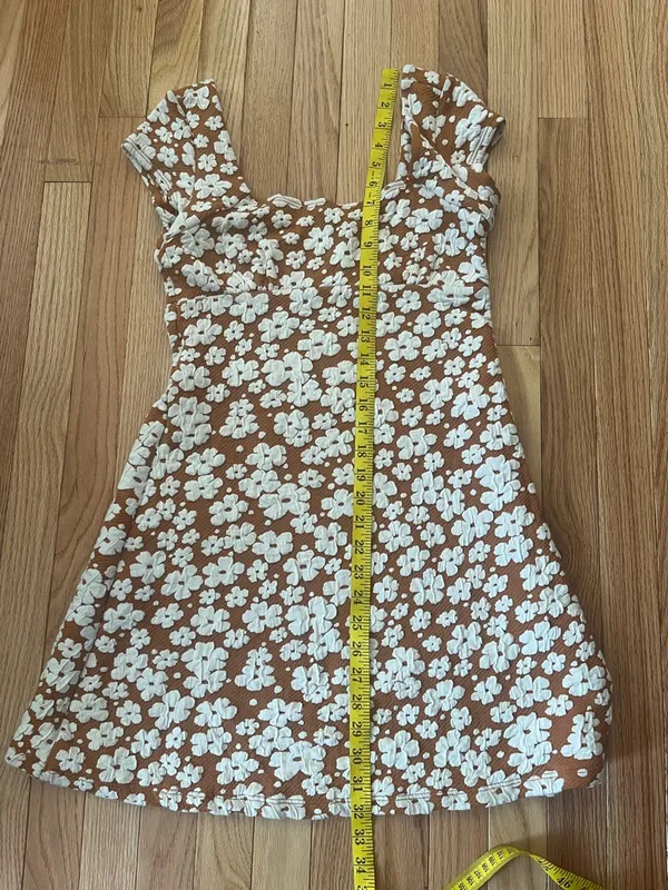 Altar'd State Brown Floral Mini Dress Small Y2k Coquette Summer Baby Doll Picnic Cottagecore - Image 9